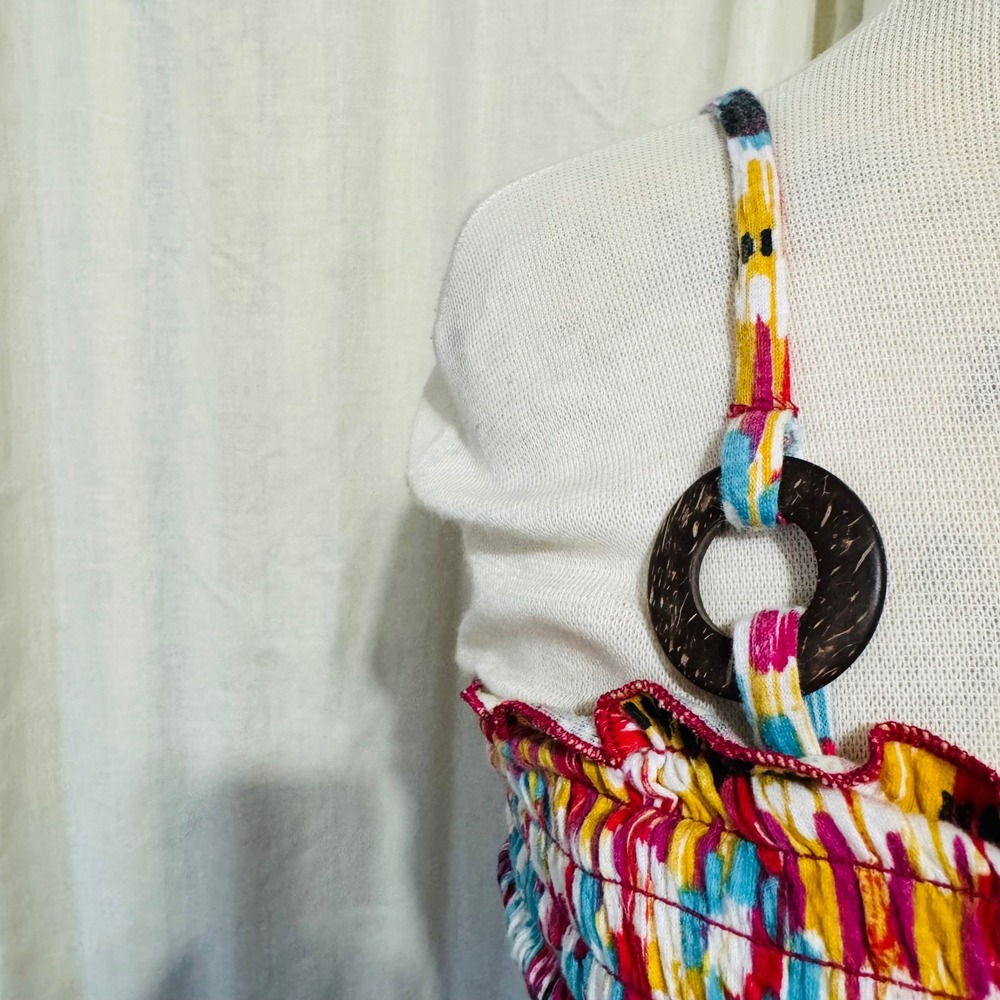 No Boundaries Y2K Multicolor Smocked Boho Tank Top Spaghetti Strap S - Picture 4 of 14